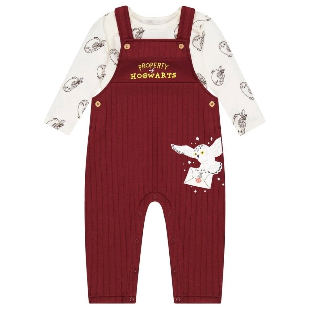 Harry Potter Baby Boy Burgundy 'Property of Hogwarts' Overall Set Size 12M
